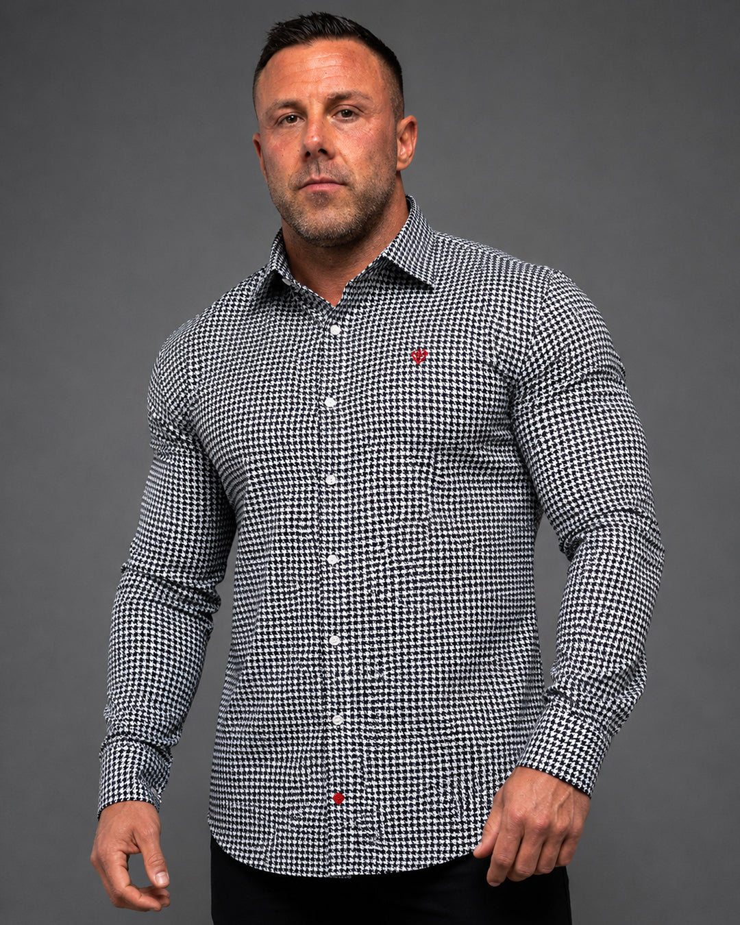 Houndstooth Pattern Muscle Fit Men's Shirt