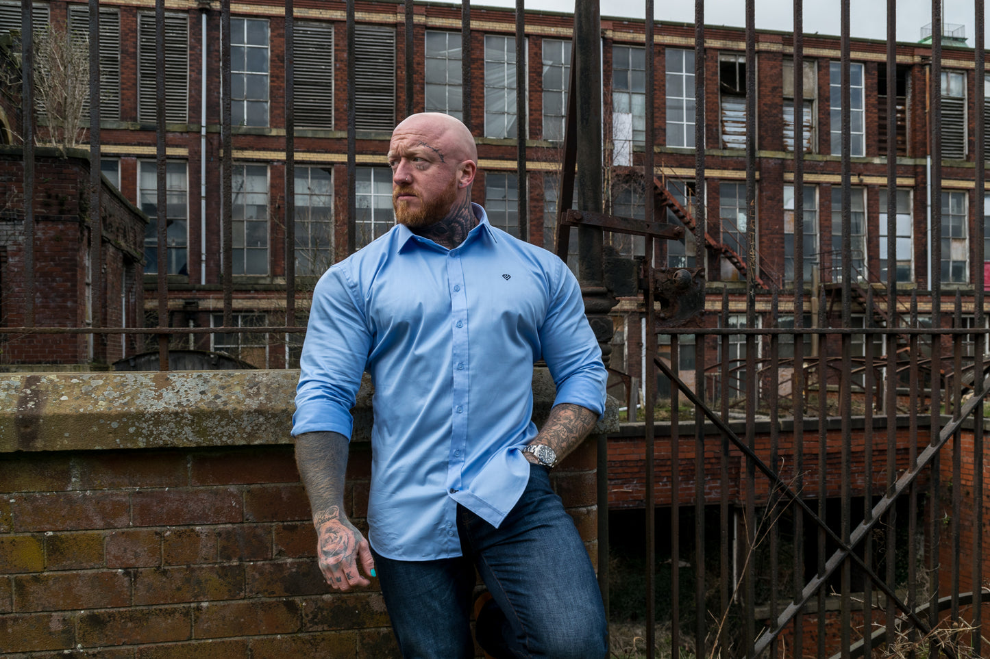 Light Blue Muscle Fit Dress Shirt | Arctic: Muscle | Diamond Theory
