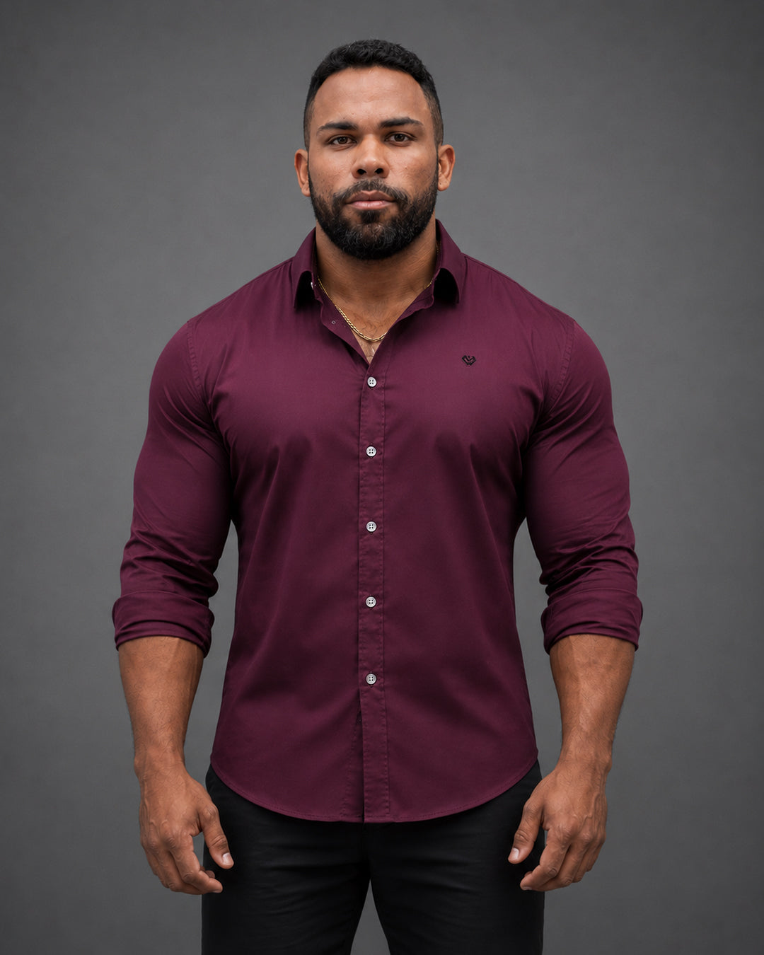 Vermillion Maroon Muscle Fit Men's Shirt