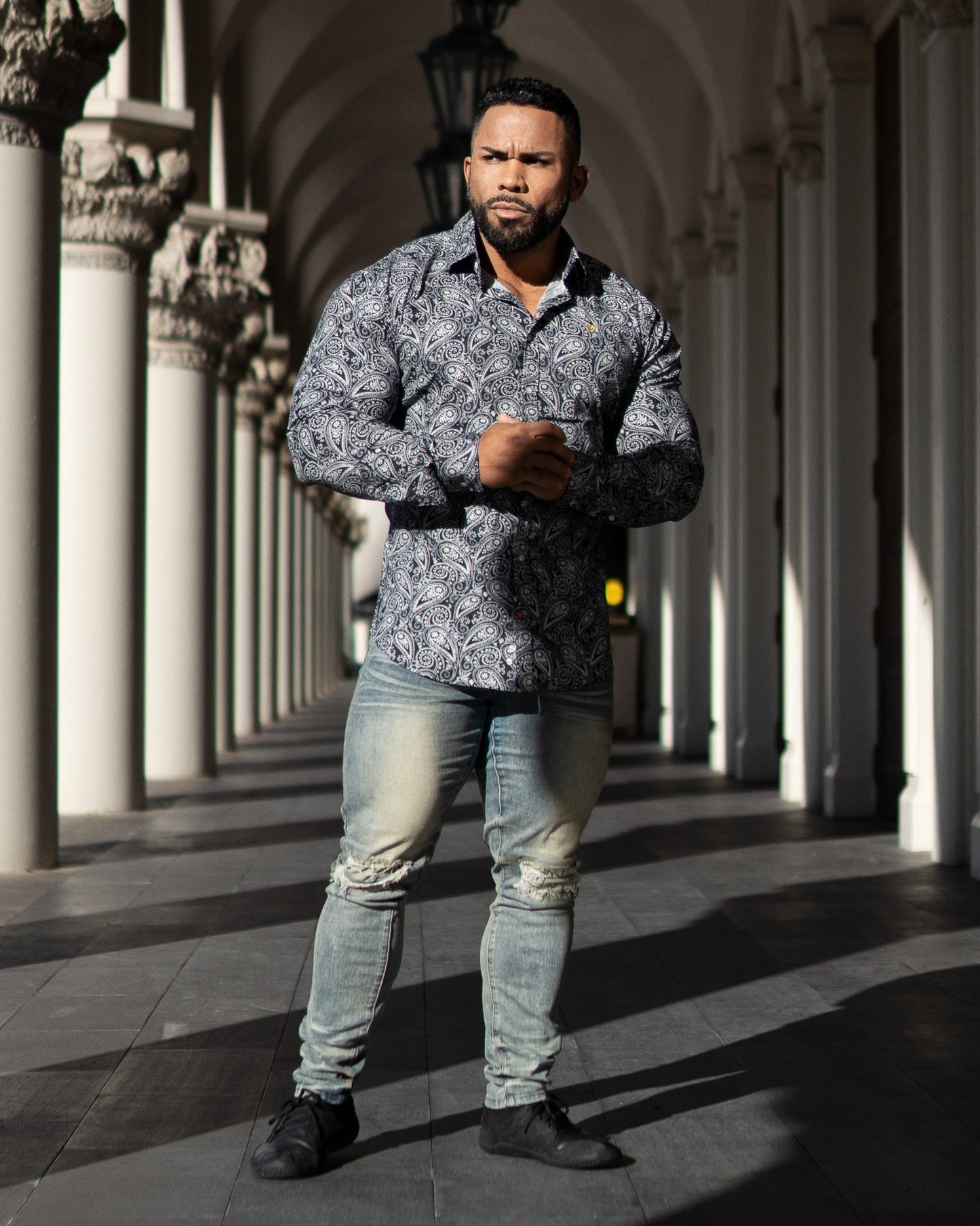 Paisley Print Shirt for Bodybuilders | Paradox Muscle | Diamond Theory