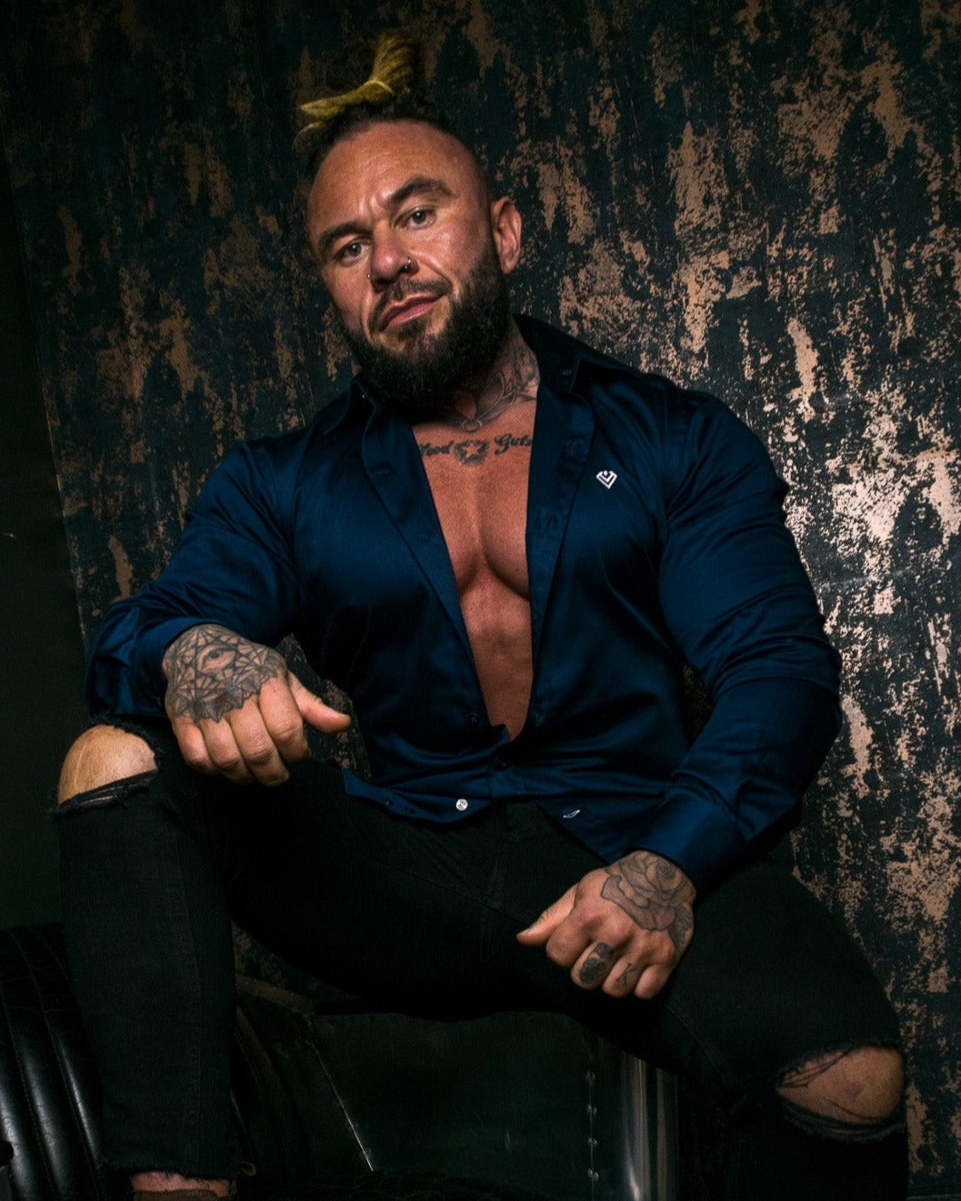 Muscle Fit Shirt, Bodybuilder, Muscle Fit, Blue Muscle Fit Shirt