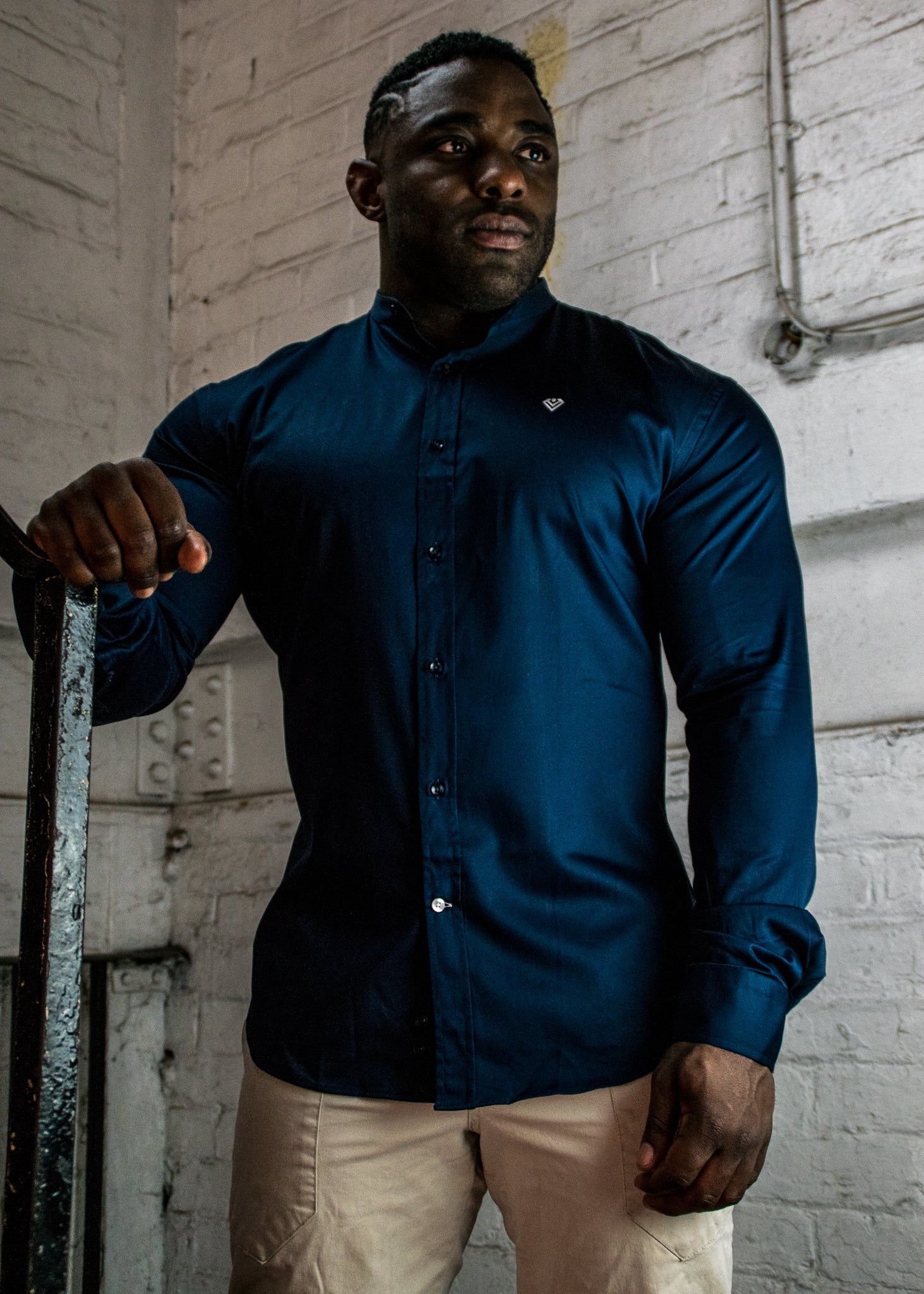 Blue Muscle Fit Dress Shirt | After Midnight: Muscle | Diamond Theory
