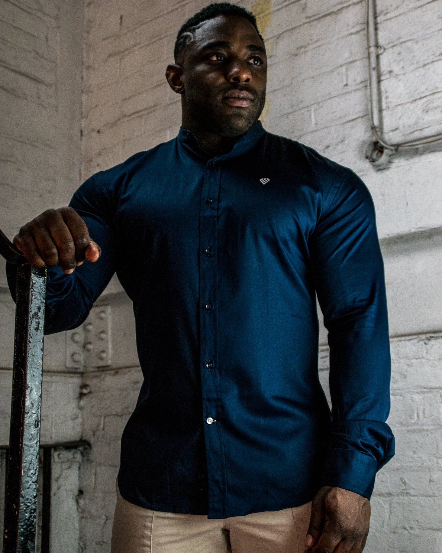 Blue Muscle Fit Dress Shirt | After Midnight: Muscle | Diamond Theory
