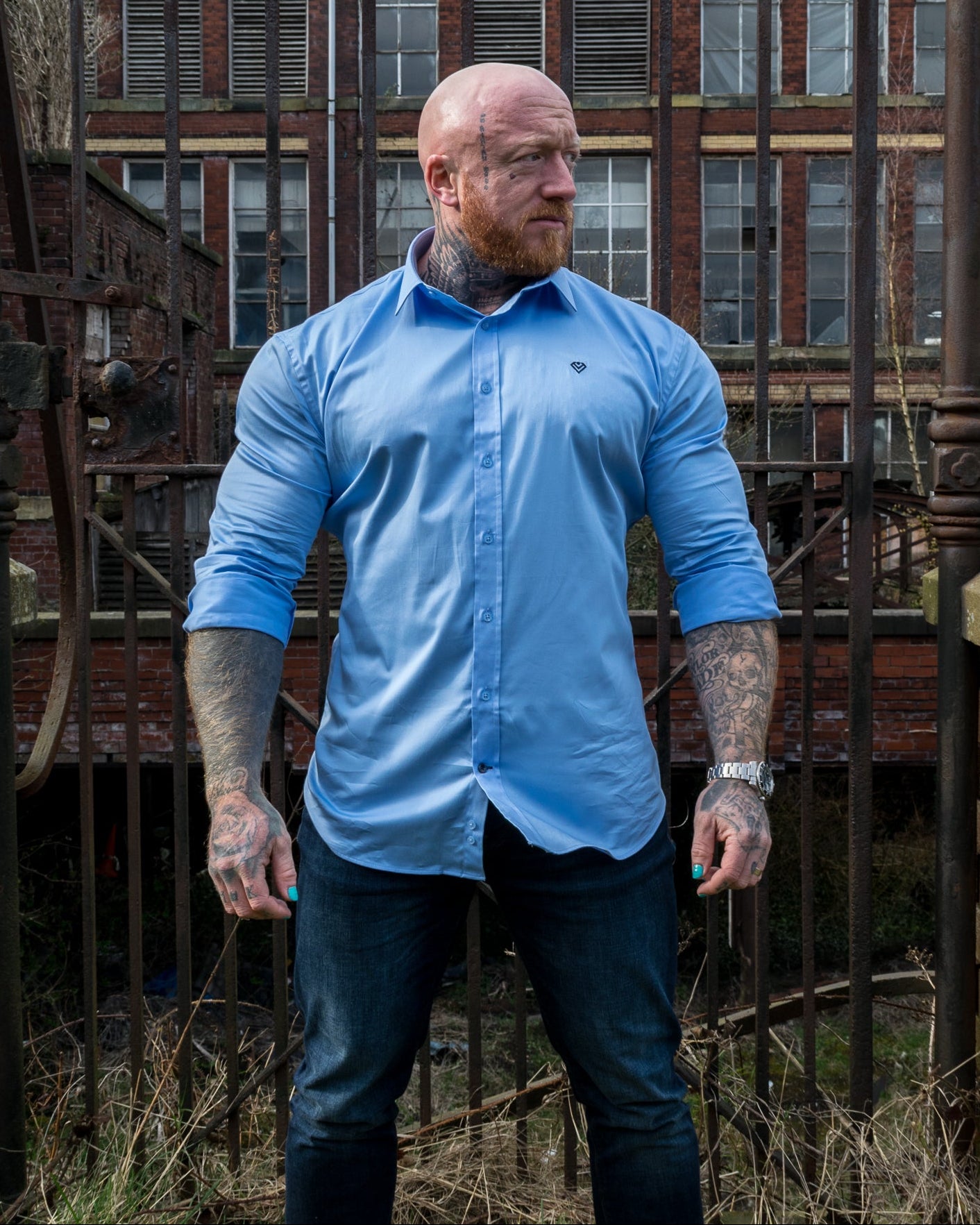 Light Blue Muscle Fit Dress Shirt | Arctic: Muscle | Diamond Theory