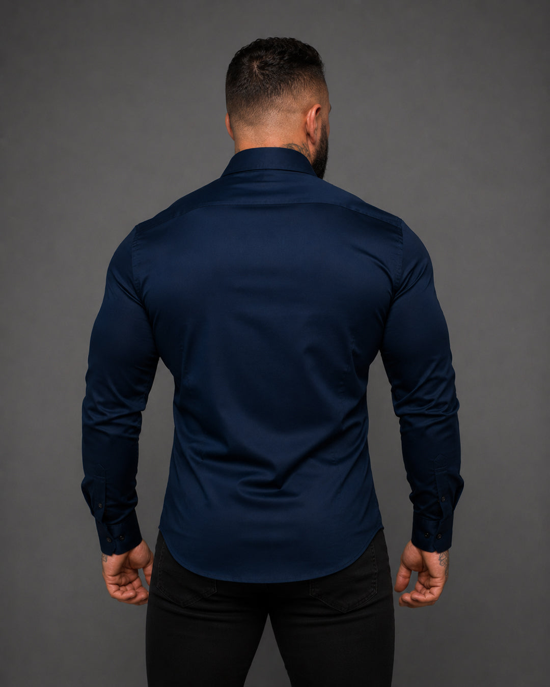Midnight Dark Blue Muscle Fit Men's Shirt