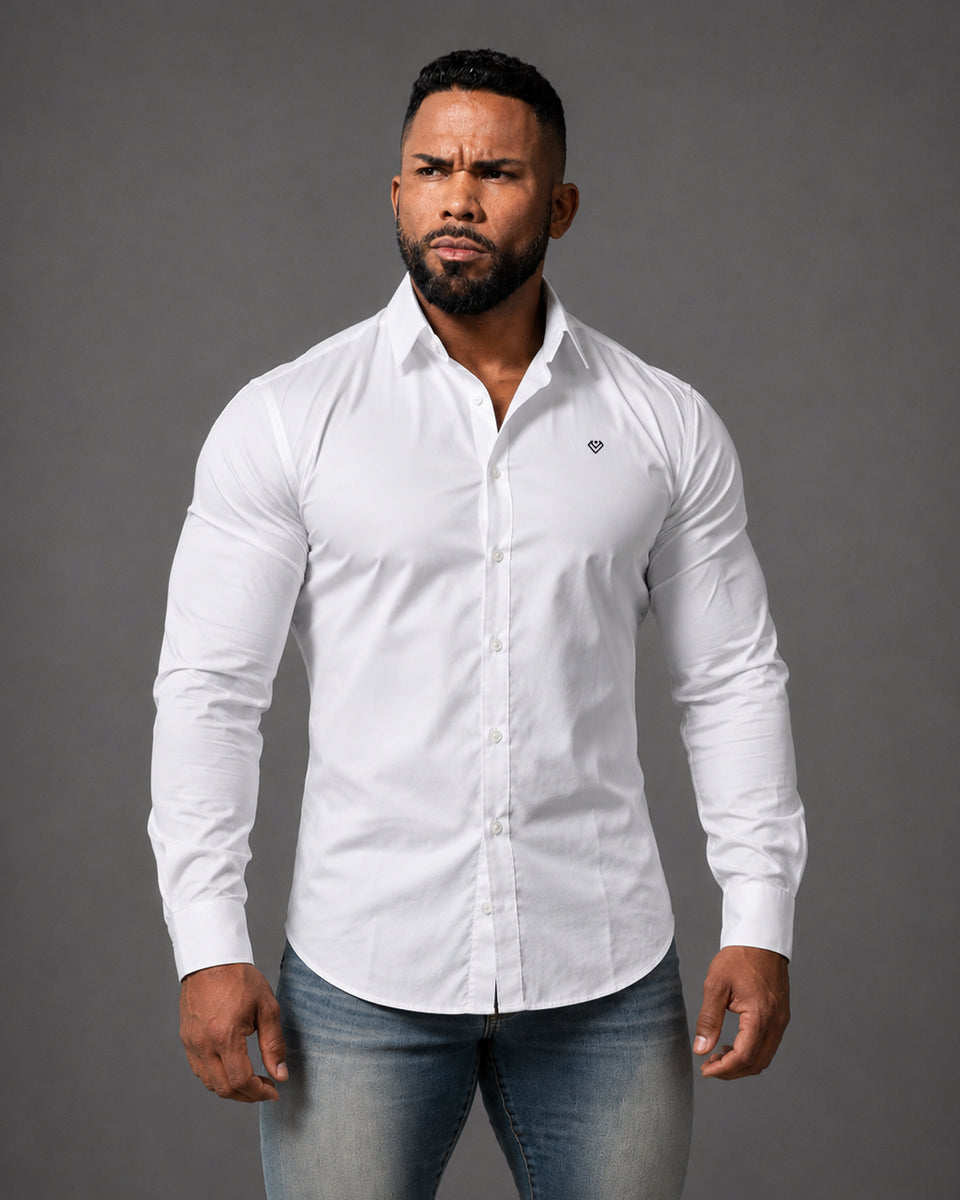 muscular fit dress shirts White Bell Sleeve Swing Dress (White Shield) – Sol II Soul main image 0