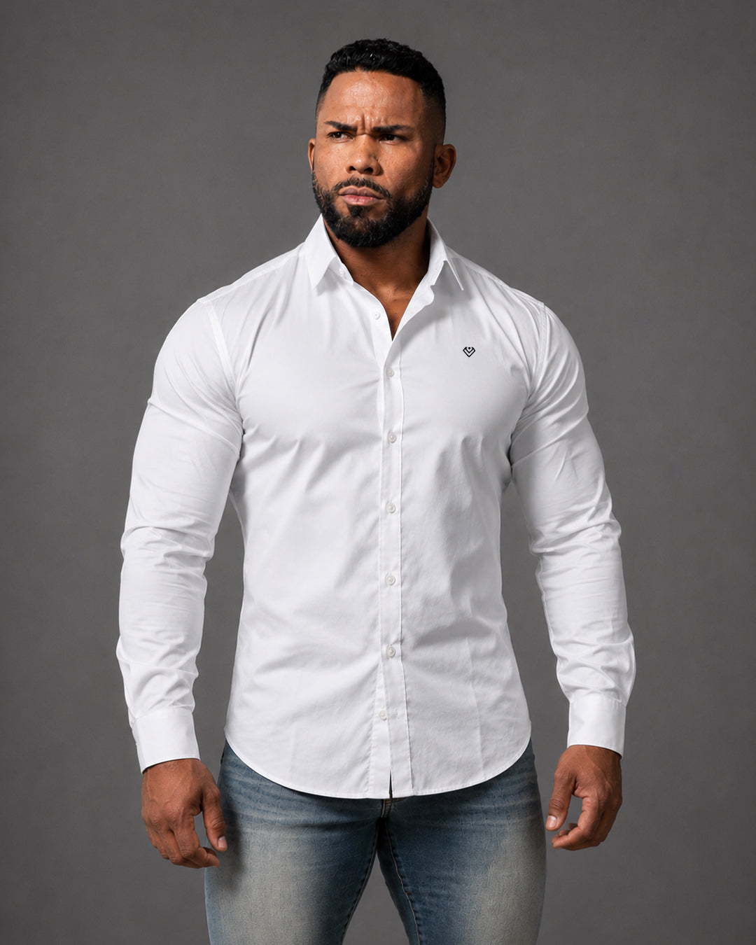 Signature White Muscle Fit Men's Shirt