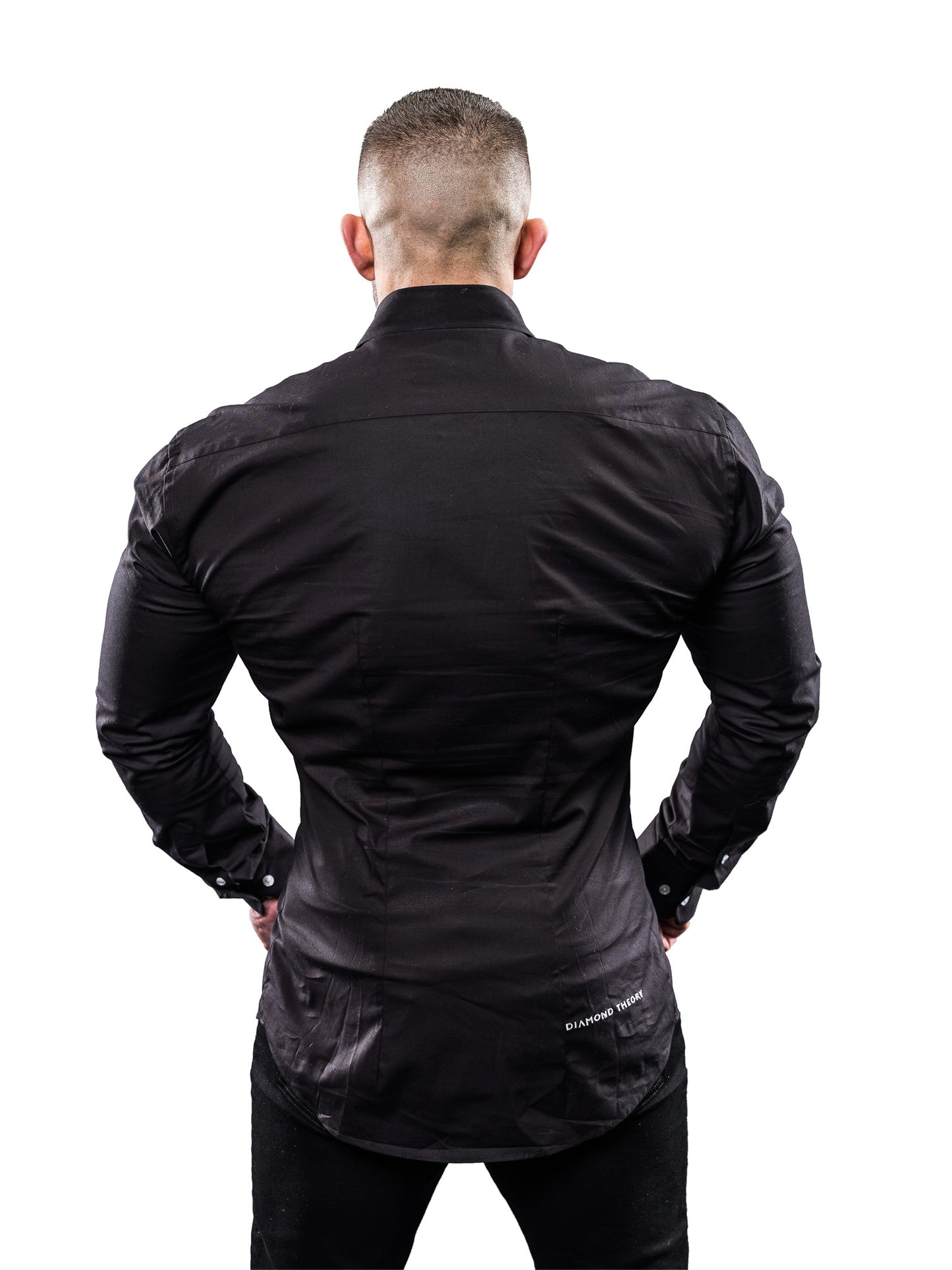 Muscle Fit Black Dress Shirt | Obsidian Black | Diamond Theory