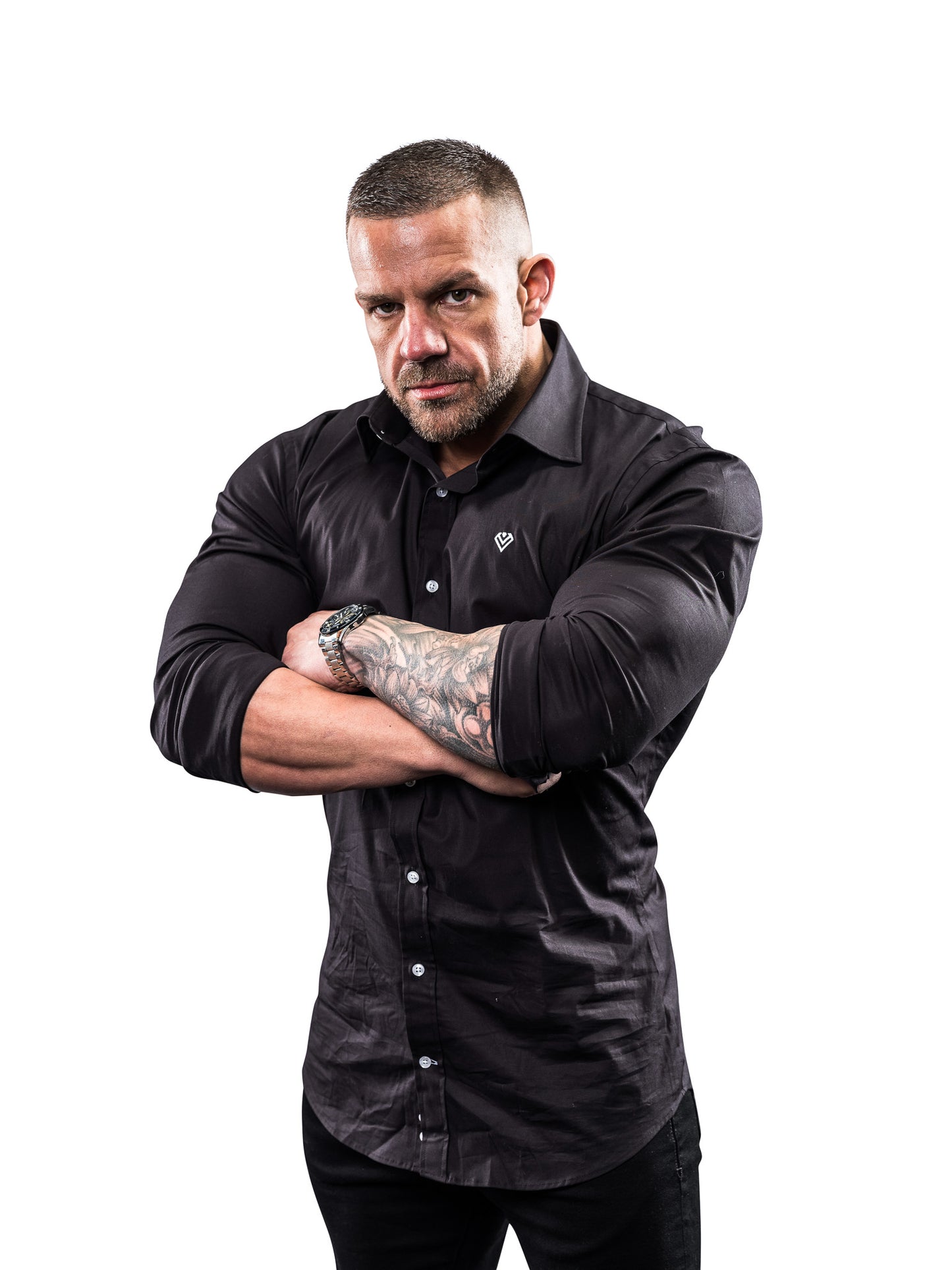 Muscle Fit Black Dress Shirt | Obsidian Black | Diamond Theory