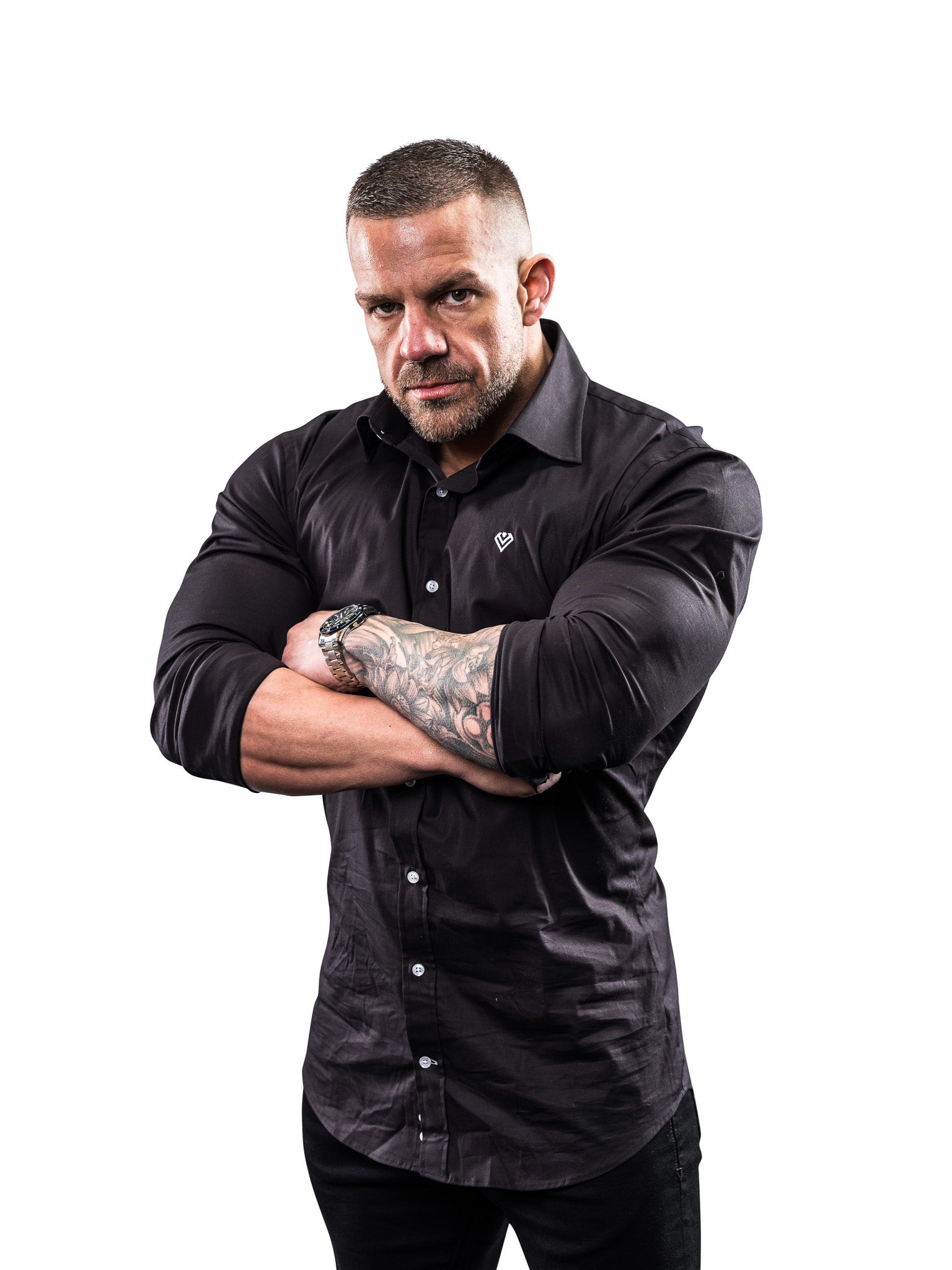 Muscle Fit Black Dress Shirt | Obsidian Black | Diamond Theory