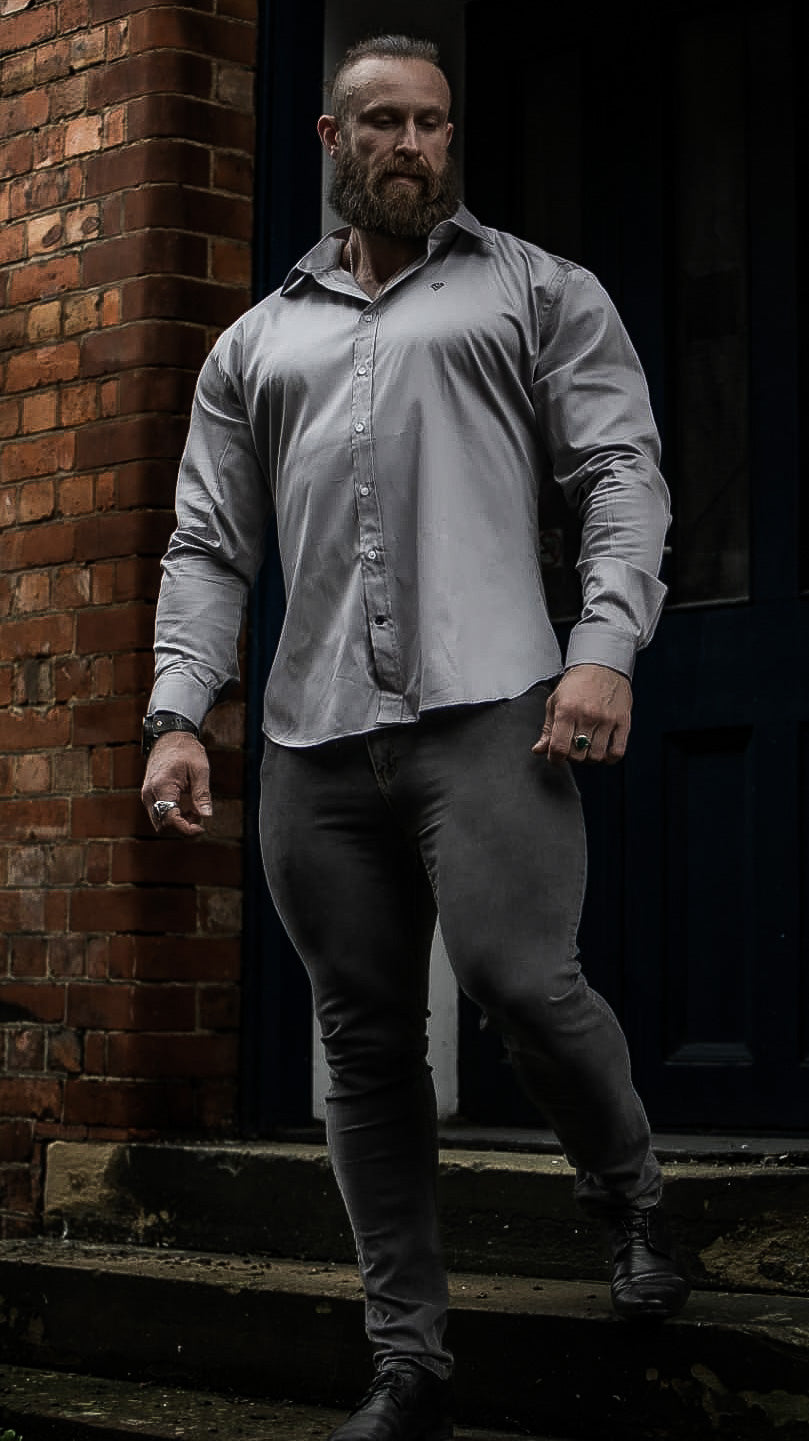 Grey Muscle Fit Shirt for Bodybuilders | Gunslinger | Diamond Theory