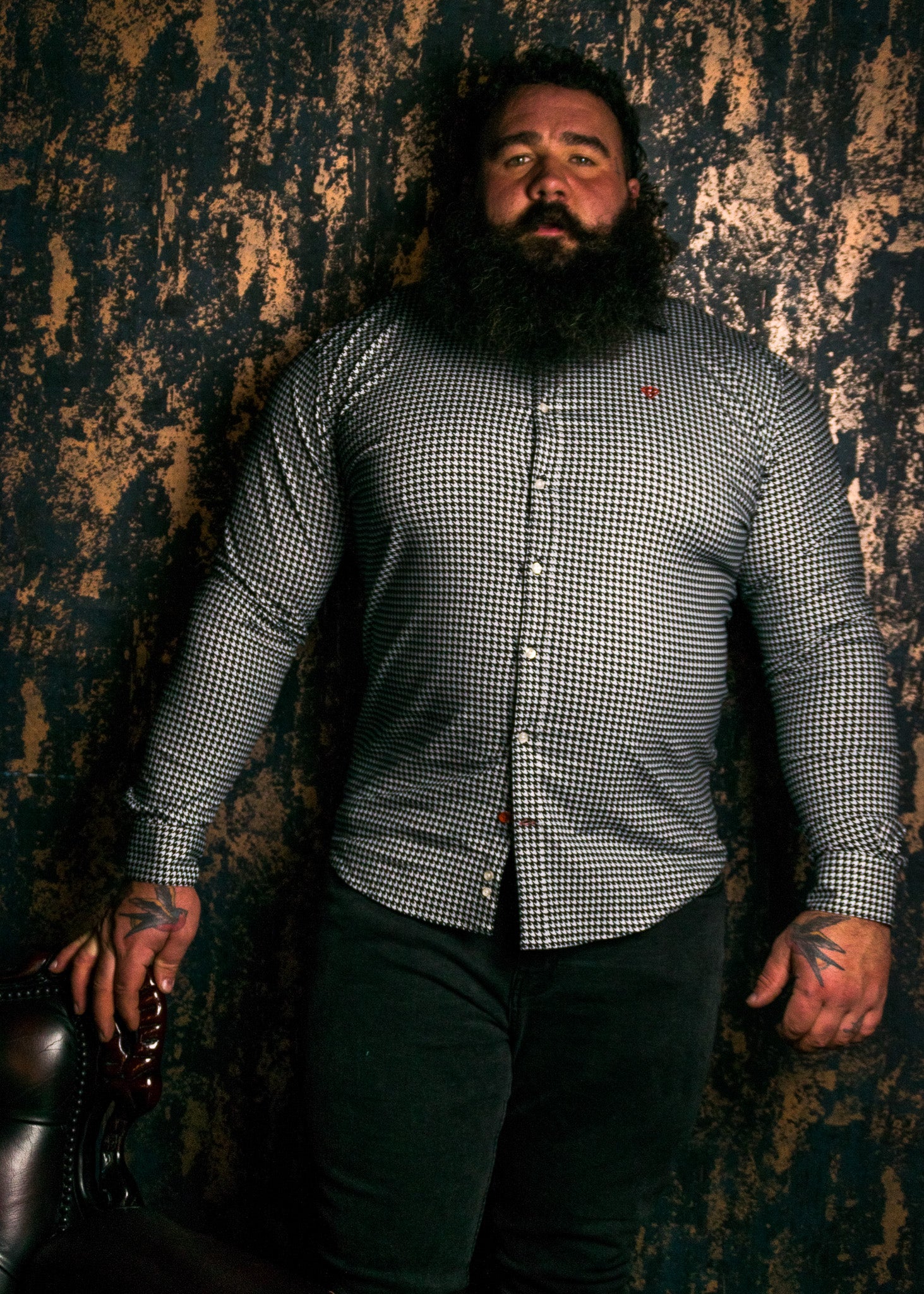 Houndstooth Pattern Dress Shirt | Shirt For Strongman | Diamond Theory