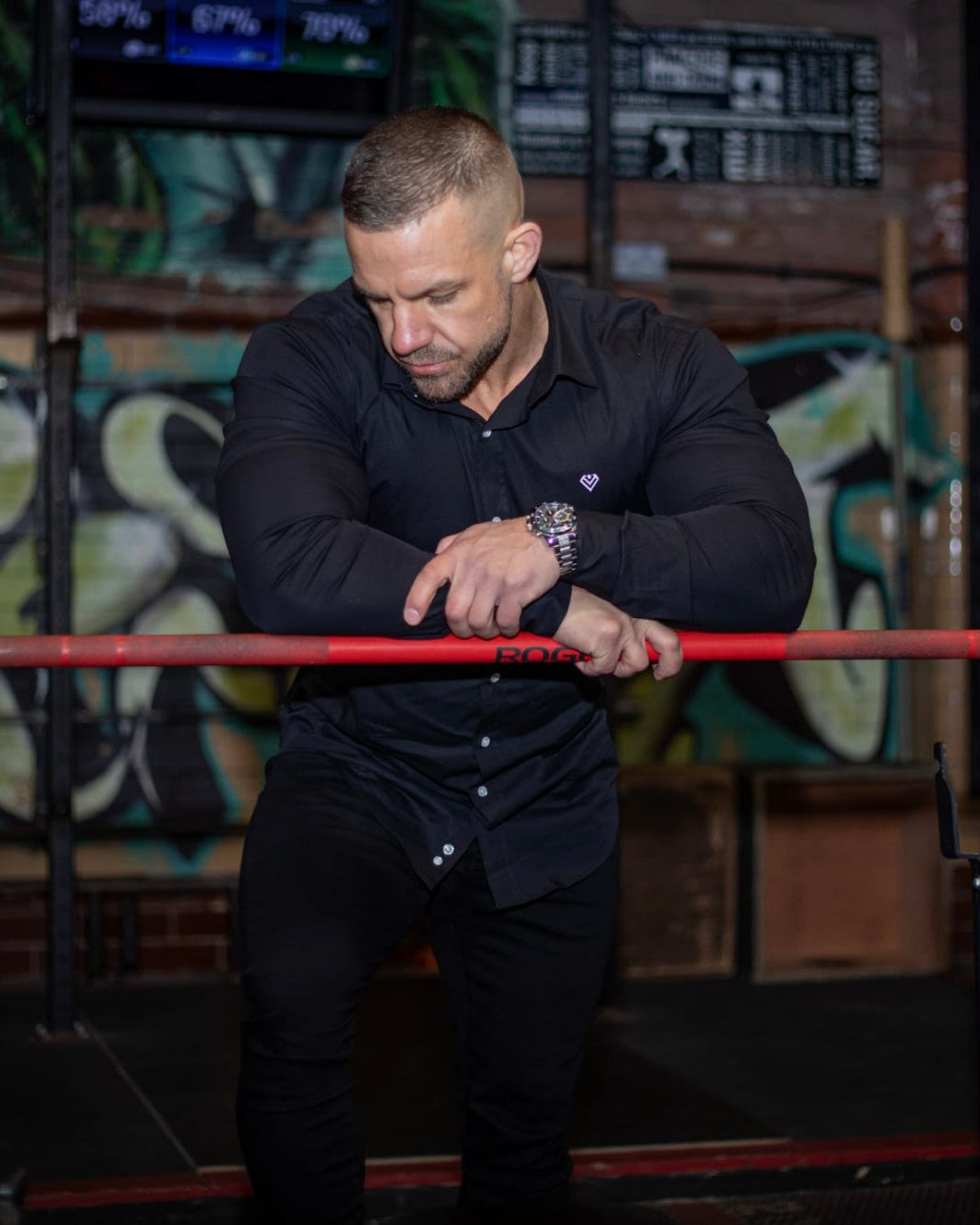 Muscle Fit Black Dress Shirt | Obsidian Black | Diamond Theory