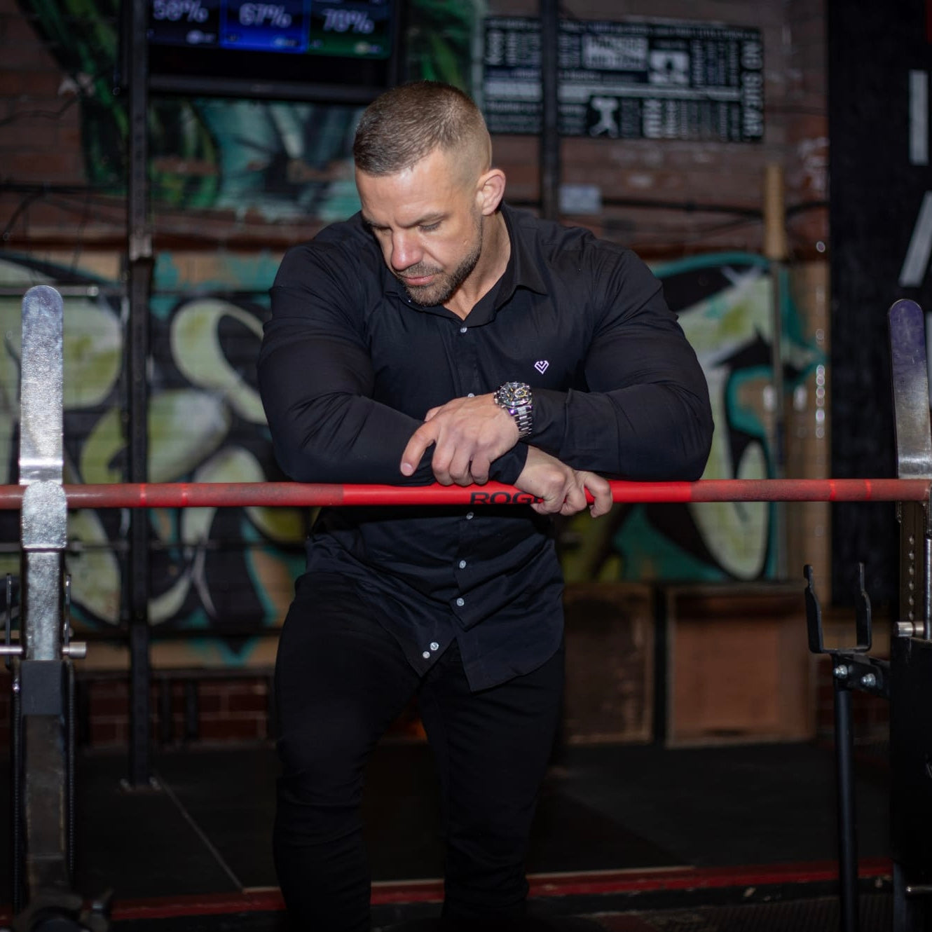 Muscle Fit Black Dress Shirt | Obsidian Black | Diamond Theory