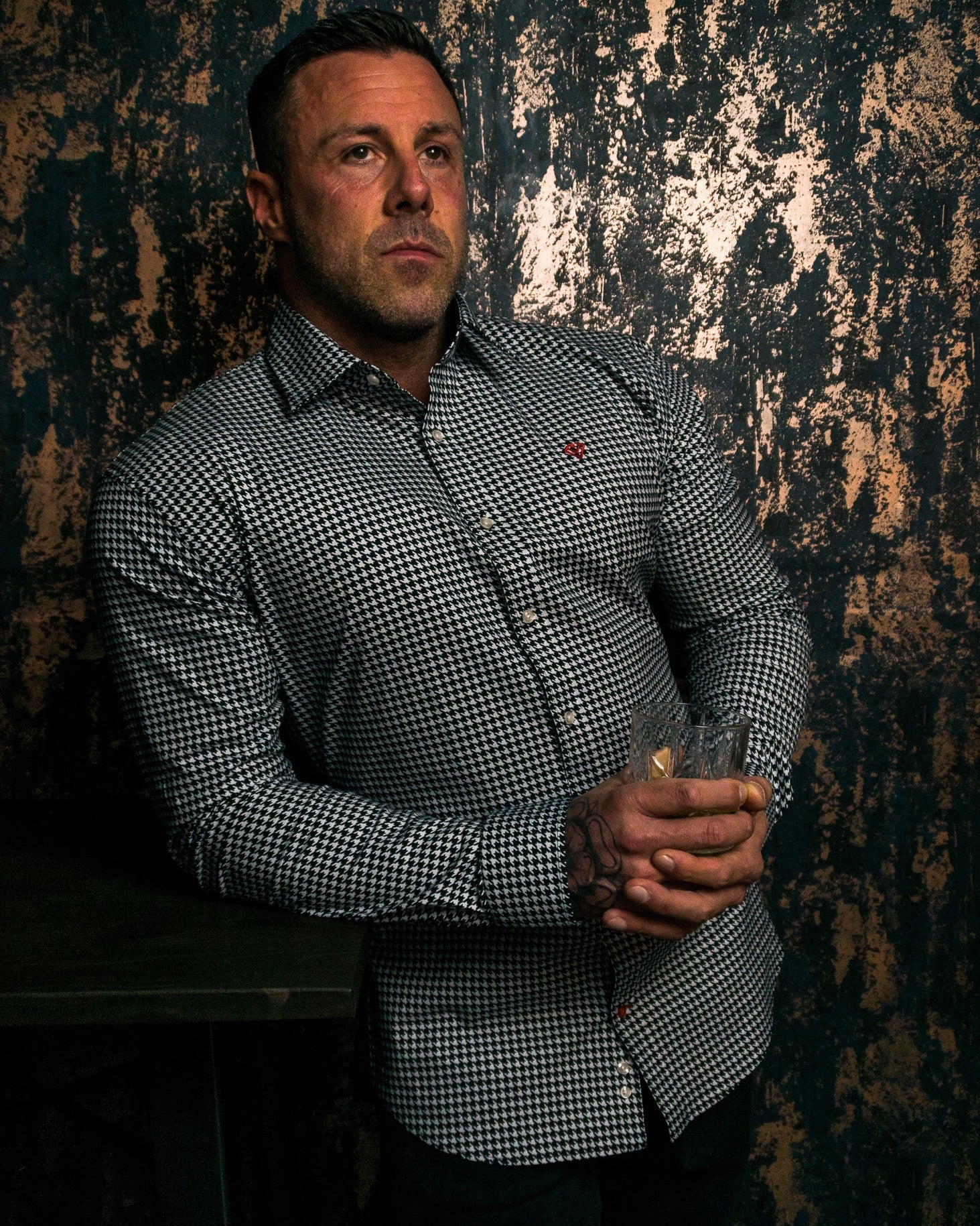 Houndstooth Pattern Shirt | Saber: Muscle Fit Shirt | Diamond Theory