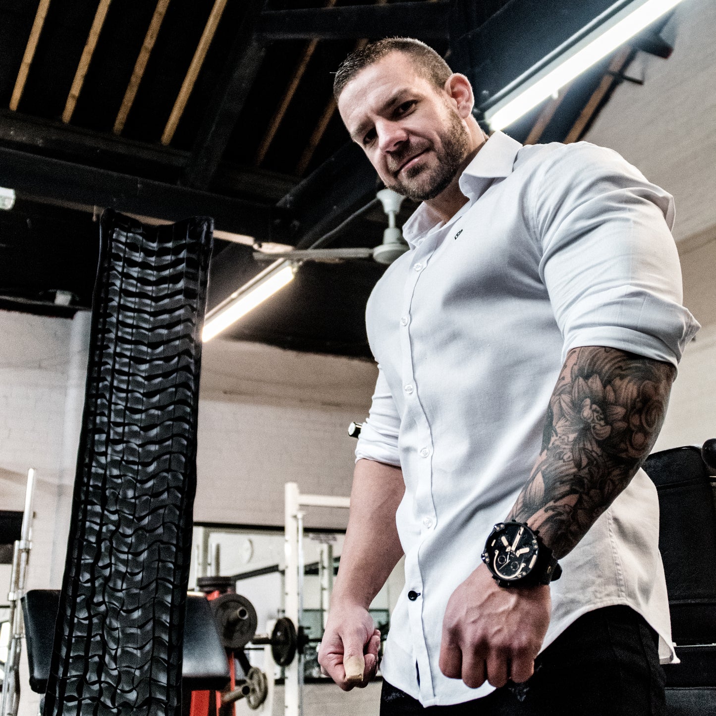 White Muscle Fit Men's Shirt | White Muscle Shirt | Diamond Theory